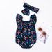 Baby clothes newborn baby one-piece clothes summer baby girl printing fly-sleeved coat super cute one-piece crawling clothes hair accessories 2 sets_viptrois.com