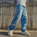 Cross-border Trade Men's Trendy Fashion Simple Loose Straight Casual Jeans_viptrois.com