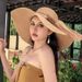 Extra Large Straw For Women, Summer Bowknot Sunshade Protection Beach Vacation Wide Brim Sun Hat_viptrois.com