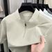 Explosive Punched Solid Color Half Pull Chain Quick Drying T-shirt 2025 Summer New Breathable Round Neck Thin Short_viptrois.com