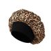 Autumn and winter leopard print sleeping cap wide brim satin hat hair care cap washing hat shower cap hair bonnet_viptrois.com