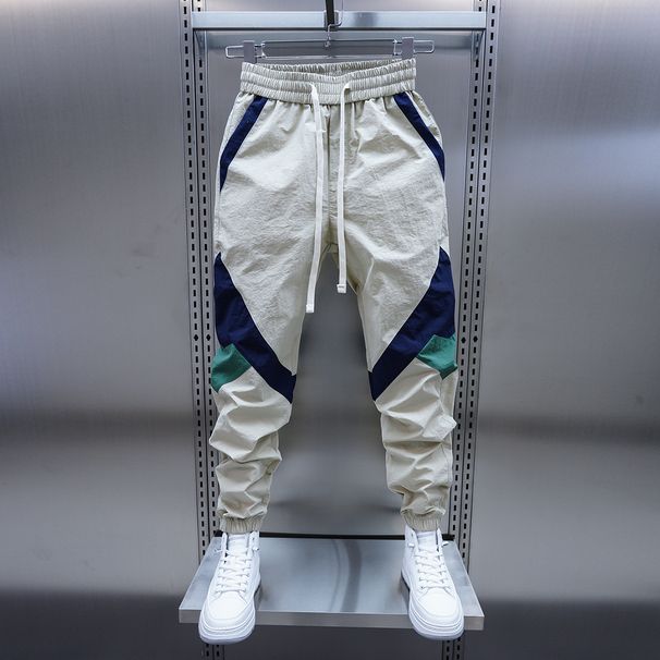 Men's Spring/Summer Color-Block Jogger With Elastic Waist, Patchwork Slim-Fit Pants, Trendy New Fashionable Harem Pants_viptrois.com
