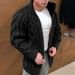 Men's Chunky Knit Sweater Cardigan With Stand Collar, Cable & Jacquard Pattern, Long Sleeve Casual Pullover For Winter, Loose Fit Streetwear_viptrois.com