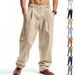 Four Seasons Men's Loose Linen Casual, Simple And Trendy Wide-leg Beach Sports Pants For Men_viptrois.com