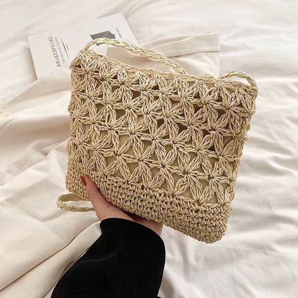 Women's Handle Bags Crossbody Straw Bag, Hollowed-out Flower Straw Bag, Woven Bag, Vacation Beach Bag, Loose Change Mobile Phone Bag_viptrois.com