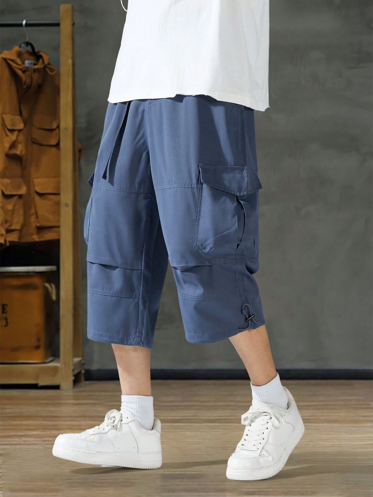 European Size Summer Seven-Point Youth Men's Pure Cotton Straight Casual Cargo Pants_viptrois.com