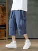 European Size Summer Seven-Point Youth Men's Pure Cotton Straight Casual Cargo Pants_viptrois.com