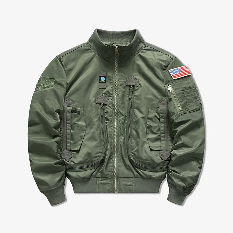 Men's Clothing Spring And Autumn Air Force Pilot Jacket Men's American Outdoor Camouflage Baseball Jacket Stand Collar Multi Pocket Jacket Wholesale_viptrois.com