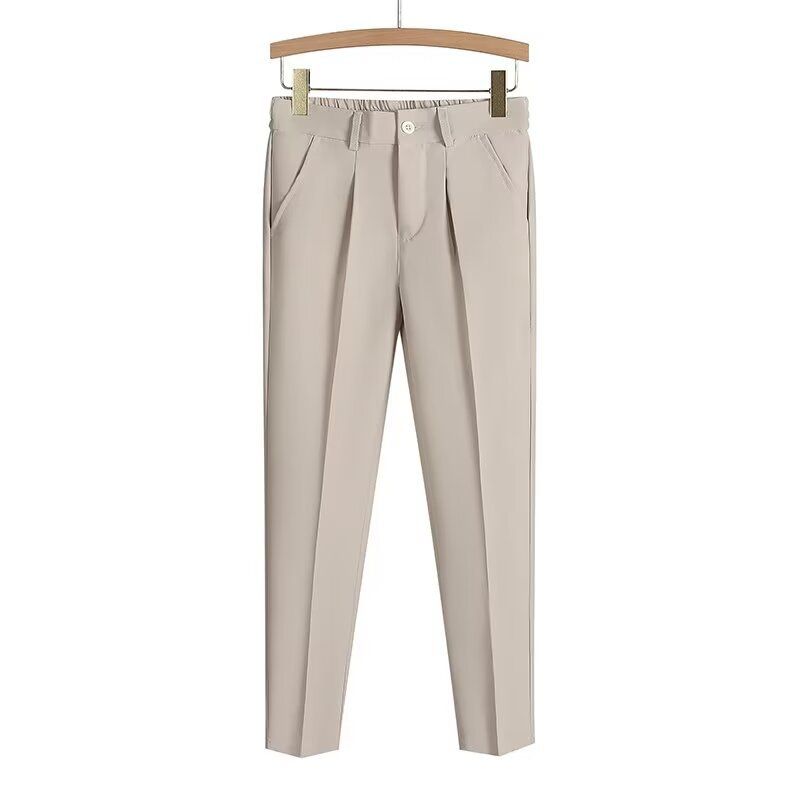 Men's Loose Straight Leg Suit Pants 2024 Spring Summer New Style Nine Point Casual Long Trousers British Fashion_viptrois.com