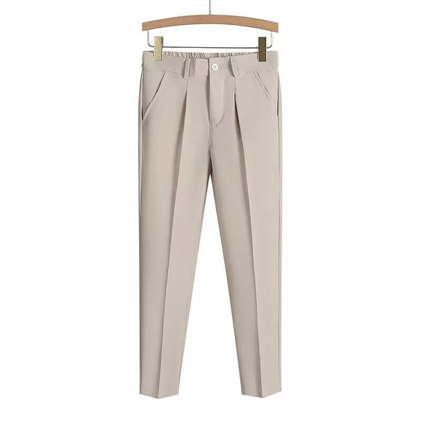 Men's Loose Straight Leg Suit Pants 2024 Spring Summer New Style Nine Point Casual Long Trousers British Fashion_viptrois.com