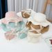 :Fashion Girls Straw Tourism Flower Children Sun Hat And Bag Set Baby Outdoor Wide Brim Bucket Hats For Kid_viptrois.com