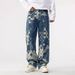Men's Clothing Autumn New Checkerboard Loose Wide Leg Straight Casual Trousers_viptrois.com