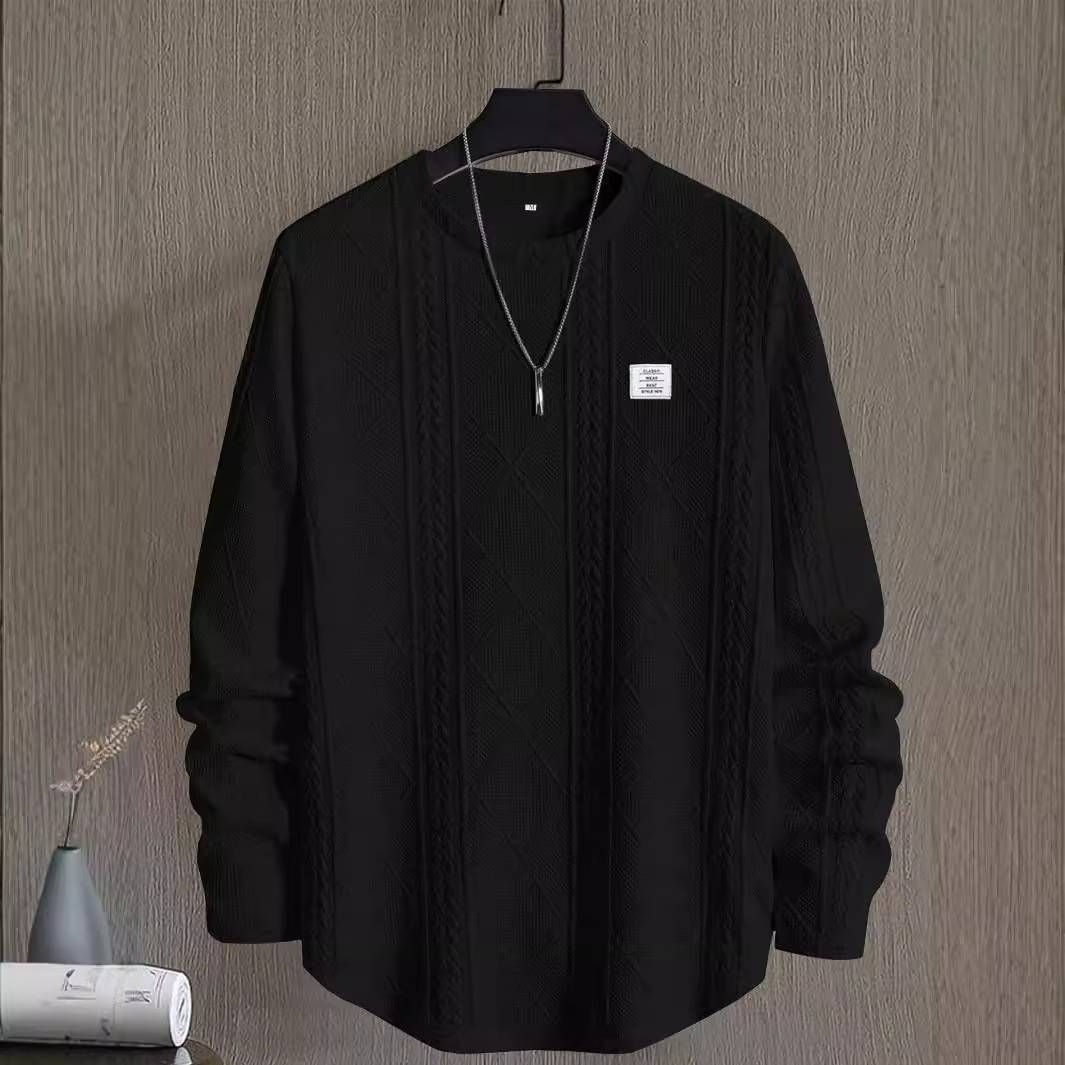 Autumn And Winter New Men's Letter Collage Chest Detail Casual Loose Round-neck Pullover Long-sleeved White Sweatshirt_viptrois.com