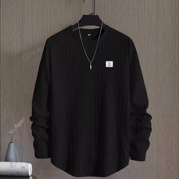 Autumn And Winter New Men's Letter Collage Chest Detail Casual Loose Round-neck Pullover Long-sleeved White Sweatshirt_viptrois.com