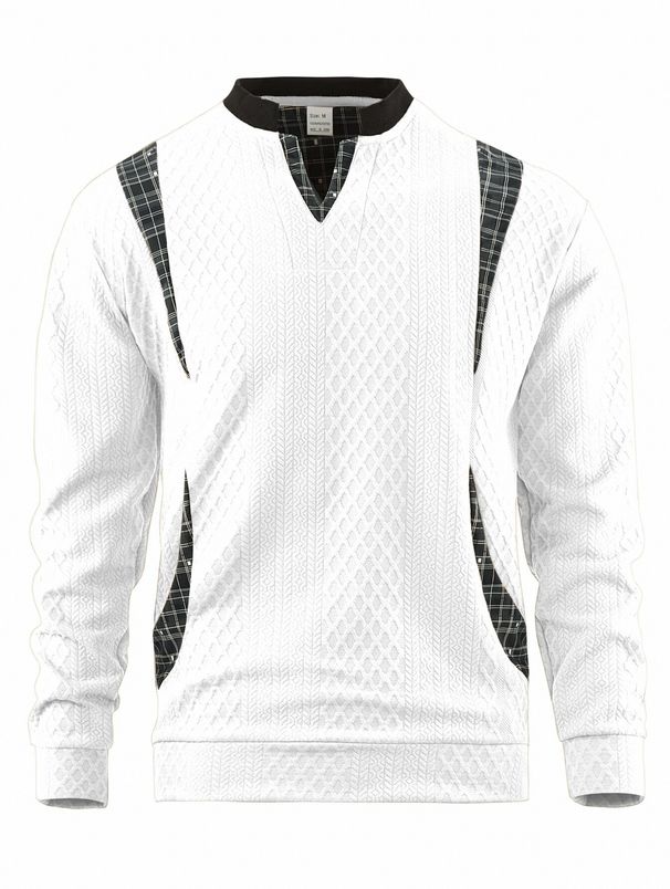 Pure Pure Cross-Border Clothing Men's Sweatshirt New Color-Block Pullover Knitwear Independent Station Hot Sale V-Neck Top_viptrois.com
