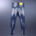Men's Distressed Blue Skinny Jeans | Streetwear Style With Patch Decor | Washed Denim Pants Comfortable Movement_viptrois.com