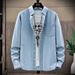 Men's Clothing Spring And Autumn Solid Color Youth Long Sleeved Denim Shirt Classic Casual Versatile Jacket_viptrois.com
