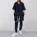 Men's Casual Loose Three Quarter Sleeve Jacquard Knit Sweater Black Gray Khaki Cotton Polyester Linen Top For Summer_viptrois.com