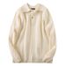 Men's Slim Fit Turn-Down Collar Long Sleeve Knit Sweater - Lightweight Stretch Polyester, Casual Office Wear (Denim/White/Dark Grey/Navy/Army Green)_viptrois.com