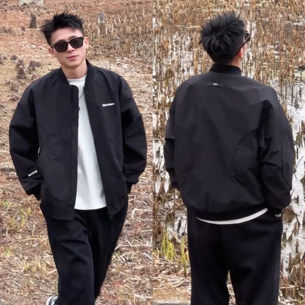 Men's Jacket Jacket Korean Version Casual Stand-up Collar Jacket Loose Top Versatile Baseball_viptrois.com