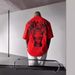 Men's ClothingY2K Summer New Retro Gangster Head Portrait Foam Printing American Street Trend Harajuku Hip Hop Cotton T Shirt_viptrois.com