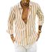 New Long-sleeved Lapel Striped Shirt, Loose Shirt For Men_viptrois.com