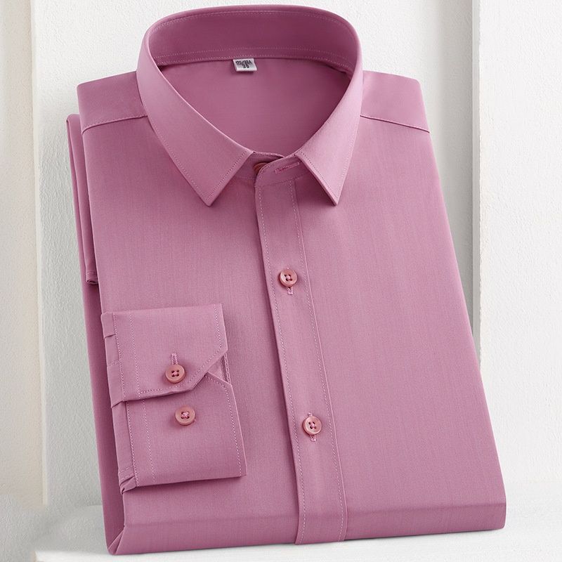 Bamboo Fiber Men's Stretch Dress Shirt – Wrinkle-Free Comfort, Korean Style Slim Fit Professional Shirt, Breathable White Formal Wear For Interviews_viptrois.com