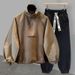 Men's Clothing Sleeve Casual Fashion Sweater Suit For Men With Embroidery Design, Half Turtleneck And Handsome Two Piece Suit_viptrois.com