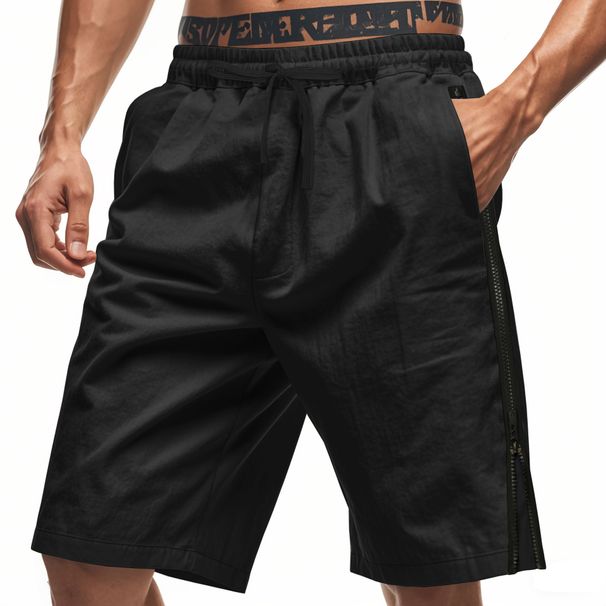 Men's Clothing Hip Hop Loose Sports Beach Shorts Side Zipper 5 Point Shorts_viptrois.com