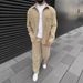 Men's Clothing Corduroy Long Sleeved Jacket Casual Trousers Two Sets_viptrois.com