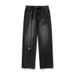 Men's Clothing Ripped Plaid Washed Jeans Spring New Style Trendy Trousers Loose Straight Casual Trousers_viptrois.com