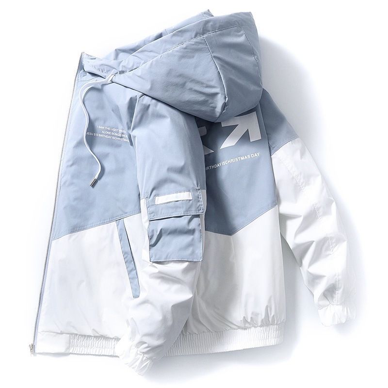 Men's Slim Fit Zip-Up Hooded Jacket – Lightweight Acetate Streetwear Coat For Teens & Young Adults Trendy Layering Piece For School & Urban Style_viptrois.com
