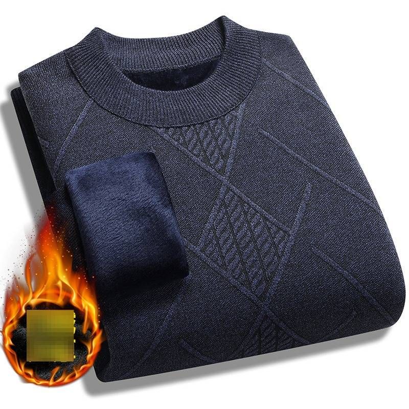 Men's Loose Knit Sweater – Thick Round Neck Pullover For Autumn & Winter (Dark Gray/Light Gray/Beige/Blue/Burgundy, M-4XL)_viptrois.com