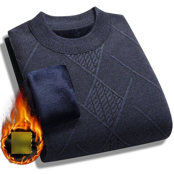Men's Loose Knit Sweater – Thick Round Neck Pullover For Autumn & Winter (Dark Gray/Light Gray/Beige/Blue/Burgundy, M-4XL)_viptrois.com