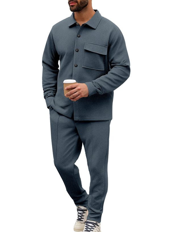 Men's Clothing European And American Autumn And Winter Casual Men's Lapel Long Sleeved Top Cardigan Single Breasted Solid Color Slim Jacket_viptrois.com