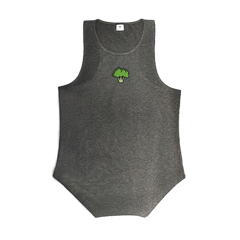 Men's Clothing Guochao Broccoli Fitness Vest Men's Slim Elastic Training Clothing Cotton Bodybuilding T-Shirt_viptrois.com