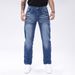 Men's Slim Fit Stretch Denim Jeans – European Washed Blue Straight-Leg Tapered Pants (S-2XL)_viptrois.com