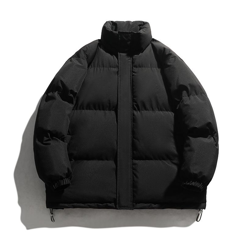 Solid Color Puffer Autumn Winter Couple Stand Collar Men Women Thickened Coat Cotton Padded Jacket_viptrois.com