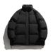 Solid Color Puffer Autumn Winter Couple Stand Collar Men Women Thickened Coat Cotton Padded Jacket_viptrois.com