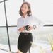 Women's Slim Fit V-Neck Long Sleeve Cotton Blouse Professional Office Shirt For Interview Workwear (Multiple Colors & Patterns Available)_viptrois.com