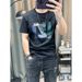 New Short-sleeved Trendy Men's Short-sleeved T-shirt Summer Letter Half-sleeved Slim-fit Printed Youth Crew Neck Top Trendy Brand_viptrois.com
