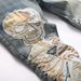 Men's Slim Fit Stretch Denim Jeans With Embroidered Skull Design, Retro Vintage American Style, Slight Flare Leg_viptrois.com