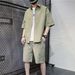 Men's Clothing Short Sleeved Shirt Shorts Trendy Suit Student Teenager Casual Two Piece Suit_viptrois.com