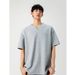 2025 New Men's T-shirt 250-gram Summer Large-sized Loose V-neck Casual Short-sleeved T-shirt_viptrois.com