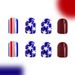 Short bright red and blue color matching color stripe independent day wear nail art American five-pointed star foreign trade nail art 24 pieces_viptrois.com