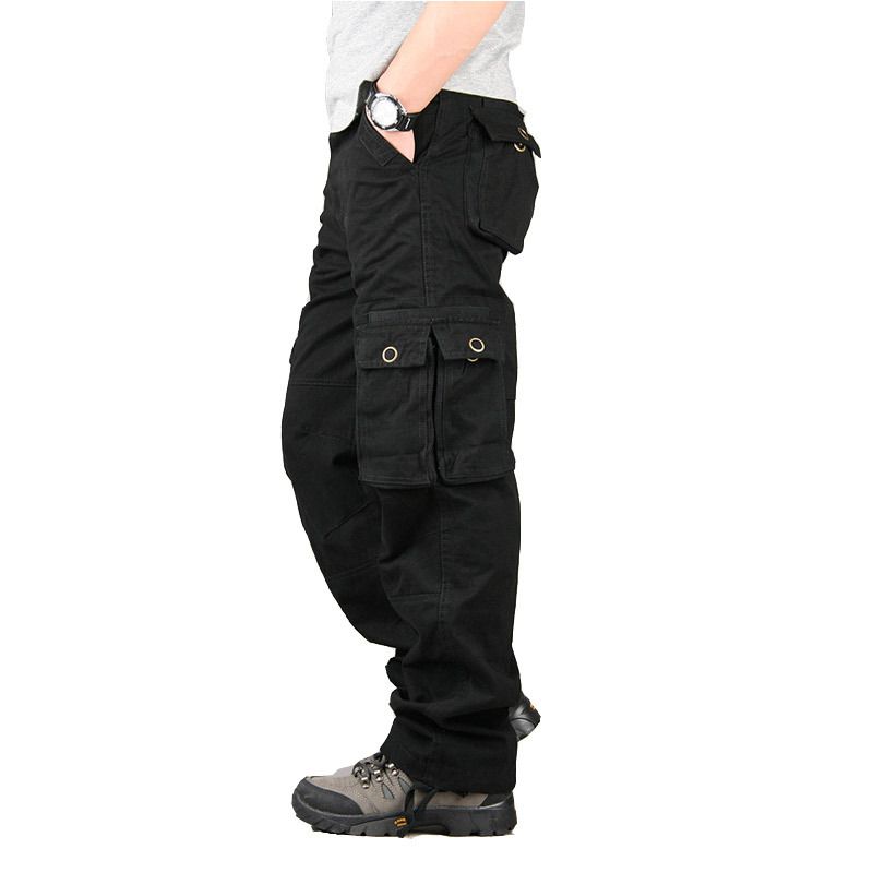 Men's clothing baggy multi-pocket casual pants outdoor cotton overalls_viptrois.com