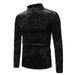 Men's Clothing Foreign Trade European Size Autumn And Winter Half High Collar British Bottoming Shirt Gold Velvet Splicing Men's Long Sleeved T Shirt_viptrois.com
