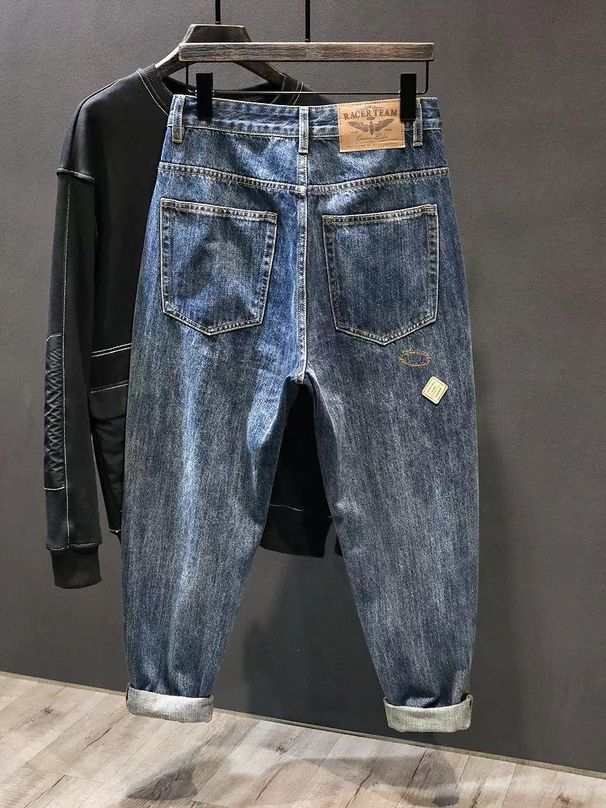 Men's Clothing Jeans Fashion Brand Slim Fit Retro Washed Embroidered Stretch Pants_viptrois.com