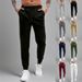 Men's Waffle Knit Jogger Pants - Breathable Stretch Casual Trousers For Sports & Lounge, Solid Colors (Navy/Black/Gray/White/Khaki/Olive) S-XXXL_viptrois.com