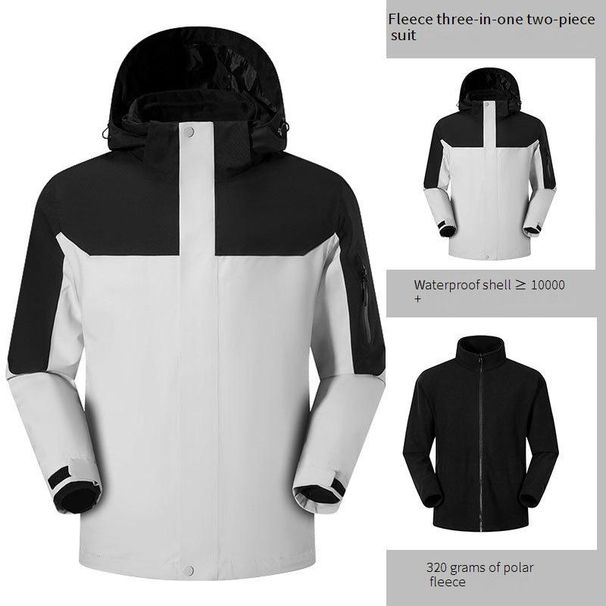 3-in-1 Waterproof Hiking Jacket For Men & Women – 8000mm Stormproof Shell With Detachable Fleece Liner For Skiing, Mountaineering & Extreme Weather_viptrois.com